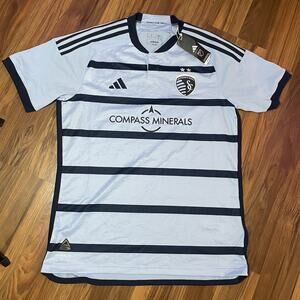 NWT Adidas Men’s L Slim Fit MLS Sporting Kansas City Soccer Jersey Away 23/24